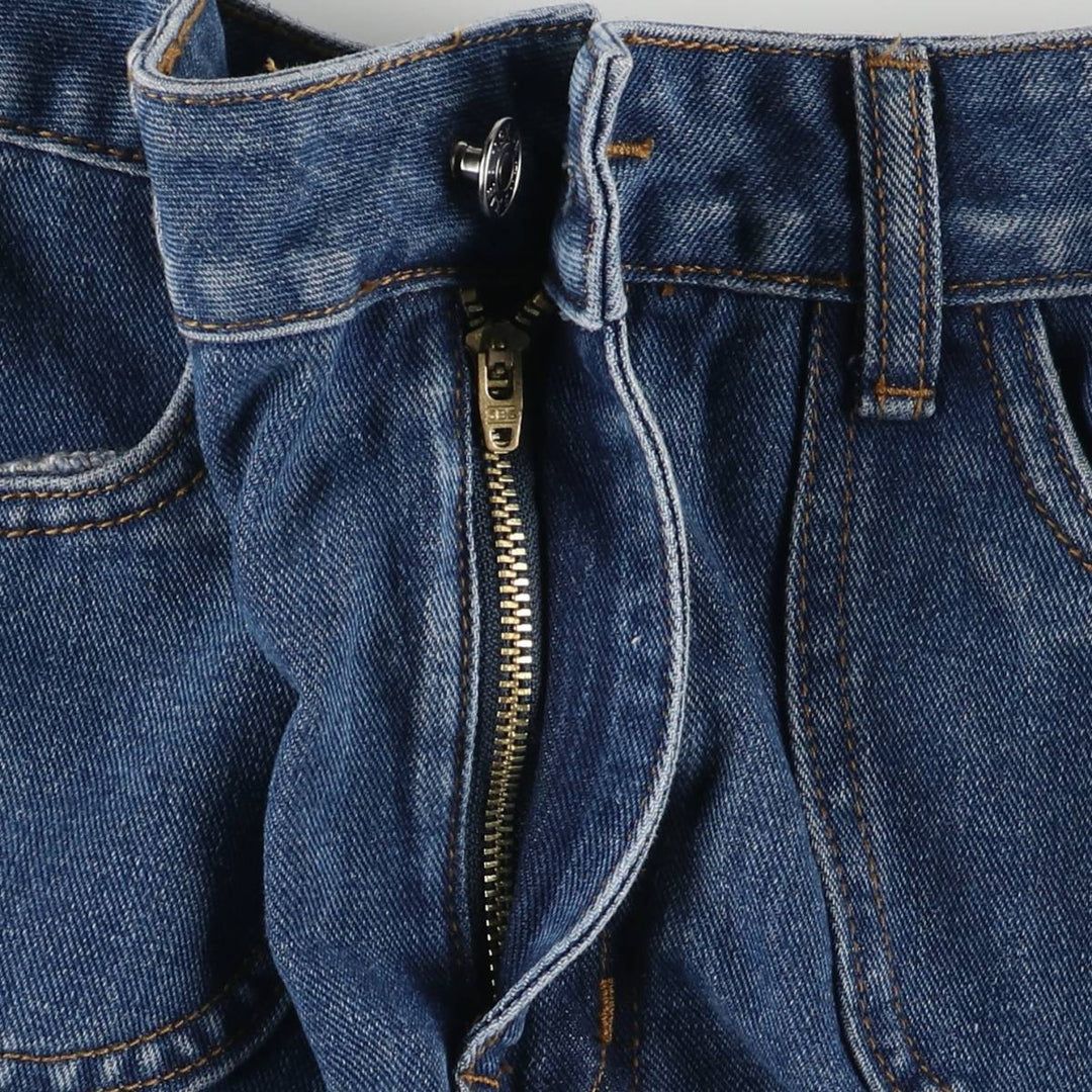 Hem Pleated Denim Mini Skirt Women's M size unclear blue type Vintage Second Hand