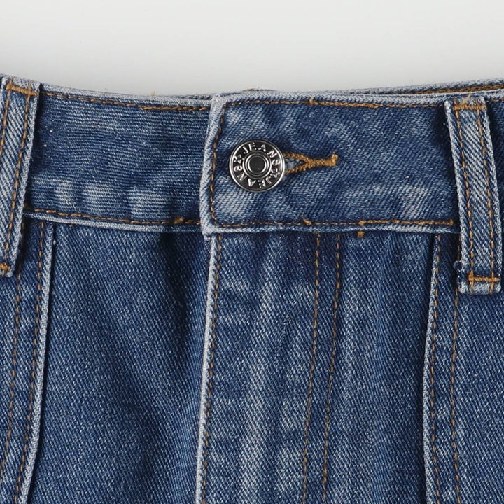 Hem Pleated Denim Mini Skirt Women's M size unclear blue type Vintage Second Hand