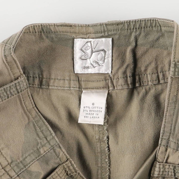 STRETCH Camouflage Pattern Woodland Camo Cotton Trapezoid Mini Skirt Women's Size L cotton Khaki type brown Vintage Second Hand
