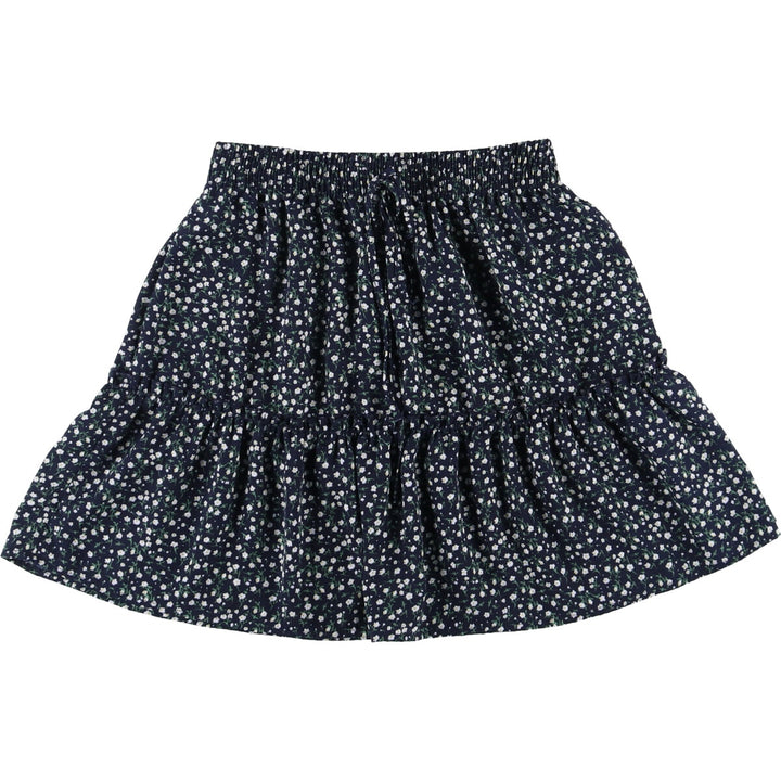 VALLEYGIRL Floral Gathered Mini Skirt, Women's S Size polyester navy blue type Vintage Second Hand