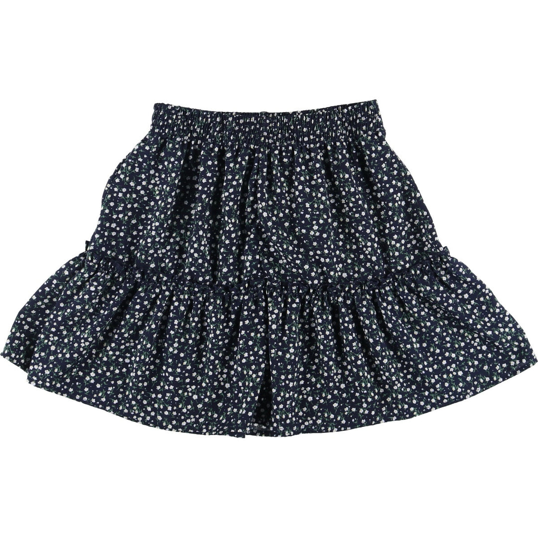 VALLEYGIRL Floral Gathered Mini Skirt, Women's S Size polyester navy blue type Vintage Second Hand
