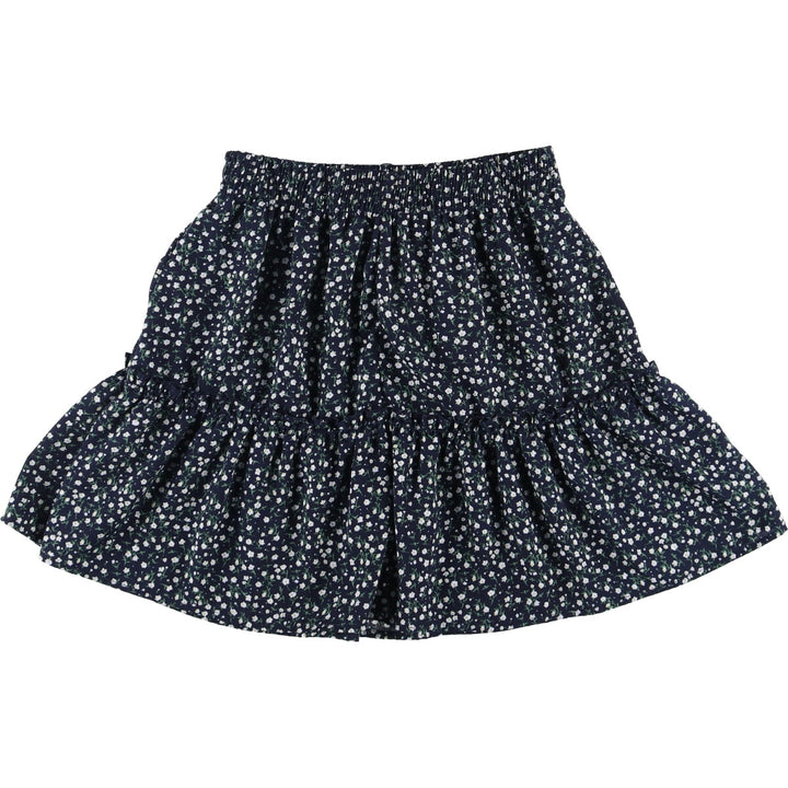 VALLEYGIRL Floral Gathered Mini Skirt, Women's S Size polyester navy blue type Vintage Second Hand