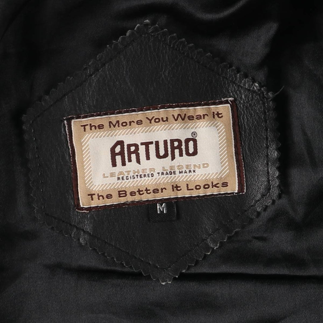 ARTURO Leather Blouson Type Men's Size M genuine leather black type Vintage Second Hand