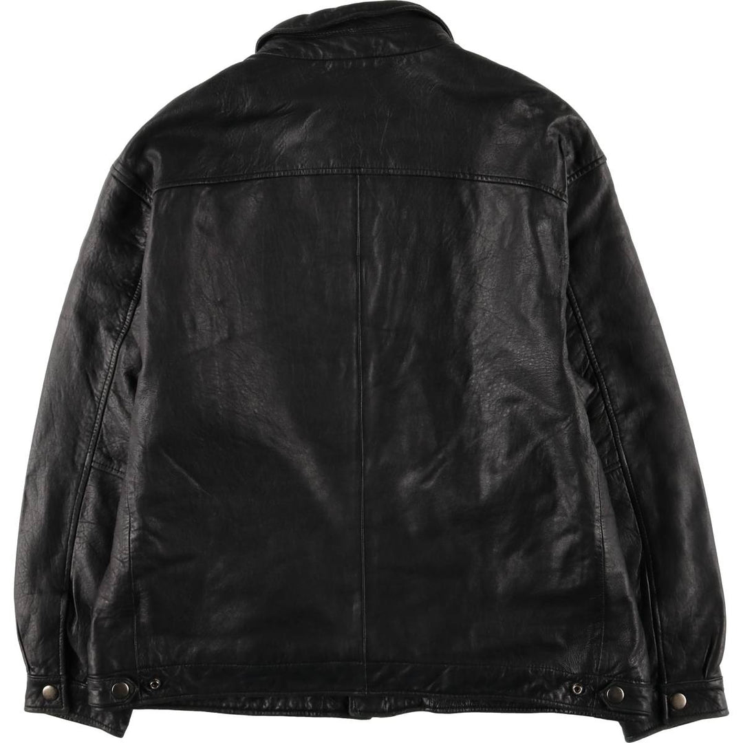 Padded swing-top leather blouson, men's size XL unclear black type Vintage Second Hand