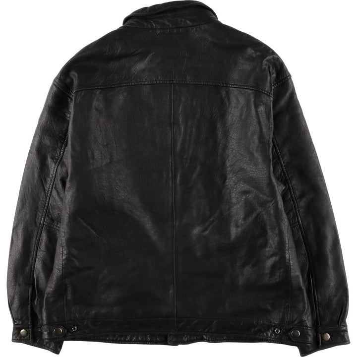 Padded swing-top leather blouson, men's size XL unclear black type Vintage Second Hand