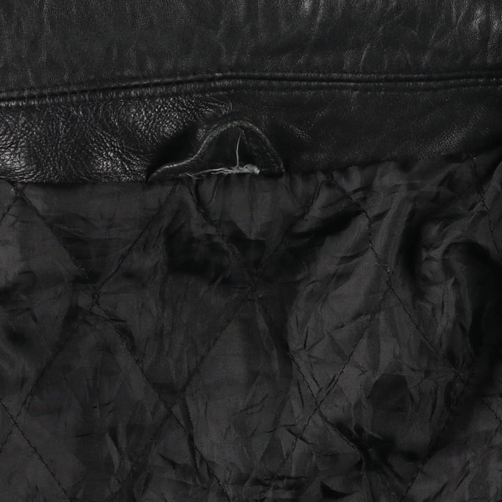 Padded swing-top leather blouson, men's size XL unclear black type Vintage Second Hand