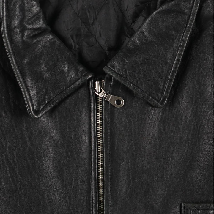 Padded swing-top leather blouson, men's size XL unclear black type Vintage Second Hand