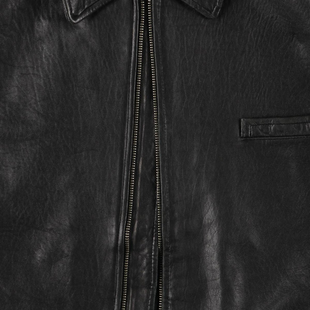 Padded swing-top leather blouson, men's size XL unclear black type Vintage Second Hand