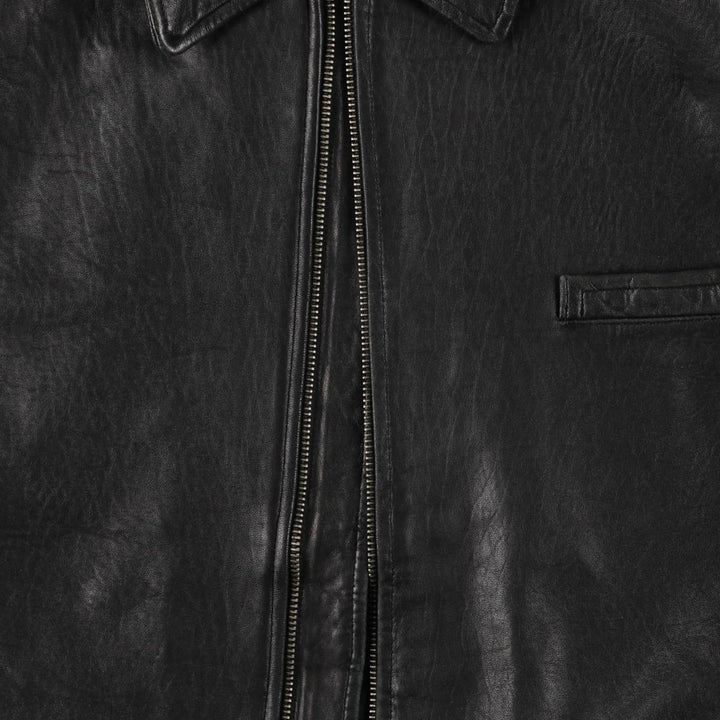 Padded swing-top leather blouson, men's size XL unclear black type Vintage Second Hand