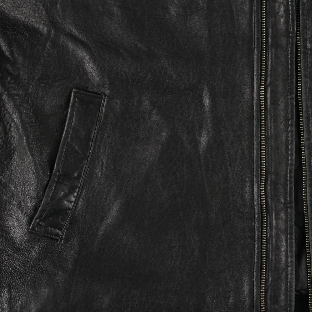 Padded swing-top leather blouson, men's size XL unclear black type Vintage Second Hand