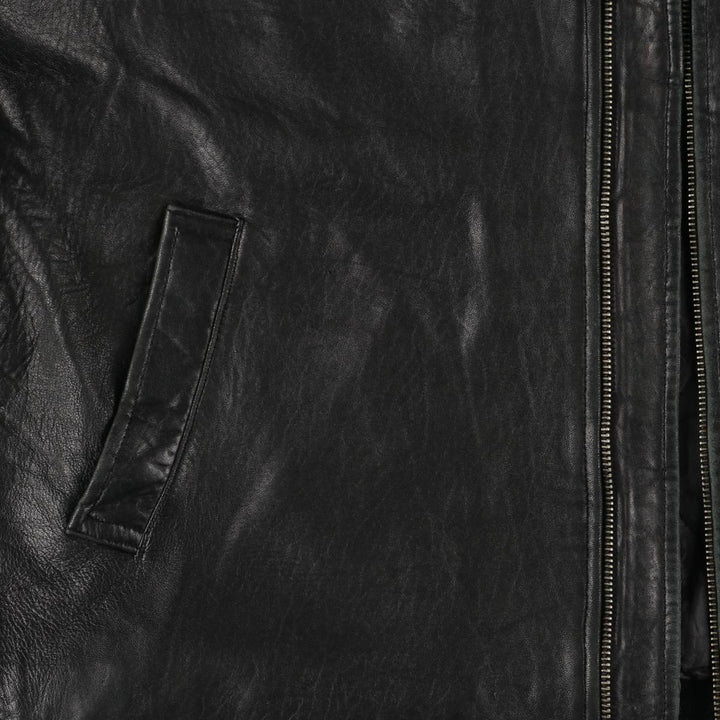 Padded swing-top leather blouson, men's size XL unclear black type Vintage Second Hand