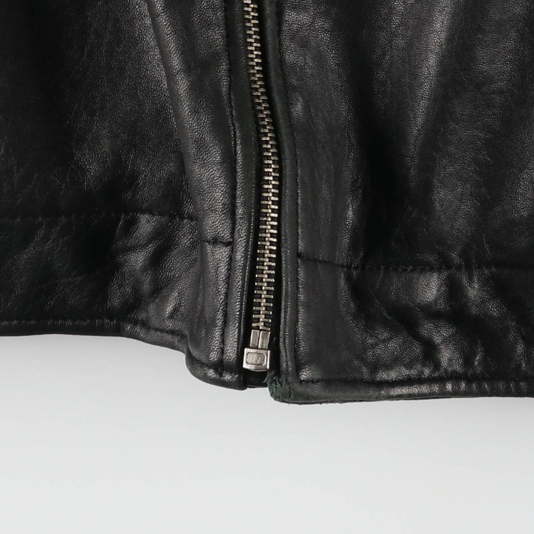 Padded swing-top leather blouson, men's size XL unclear black type Vintage Second Hand