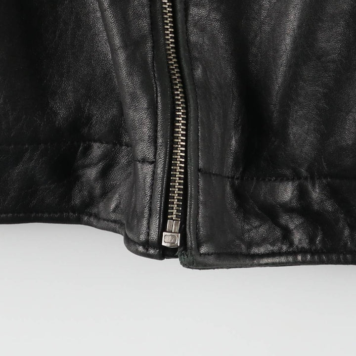 Padded swing-top leather blouson, men's size XL unclear black type Vintage Second Hand