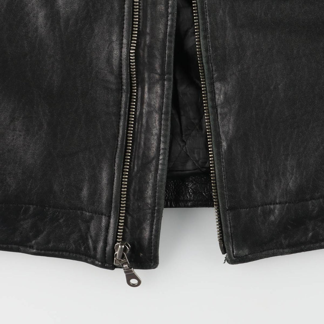 Padded swing-top leather blouson, men's size XL unclear black type Vintage Second Hand