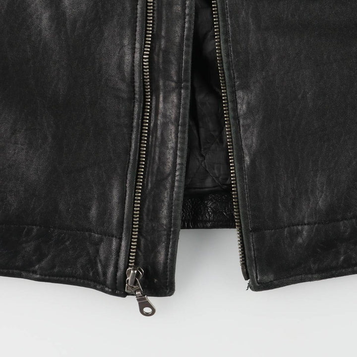 Padded swing-top leather blouson, men's size XL unclear black type Vintage Second Hand