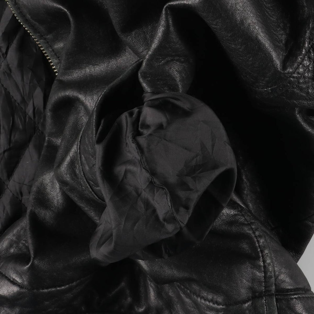 Padded swing-top leather blouson, men's size XL unclear black type Vintage Second Hand