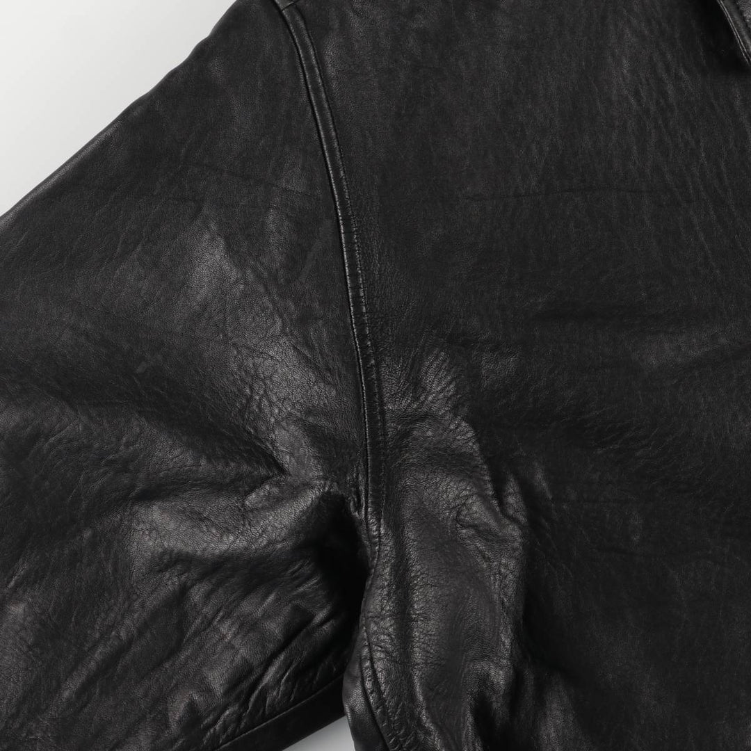 Padded swing-top leather blouson, men's size XL unclear black type Vintage Second Hand