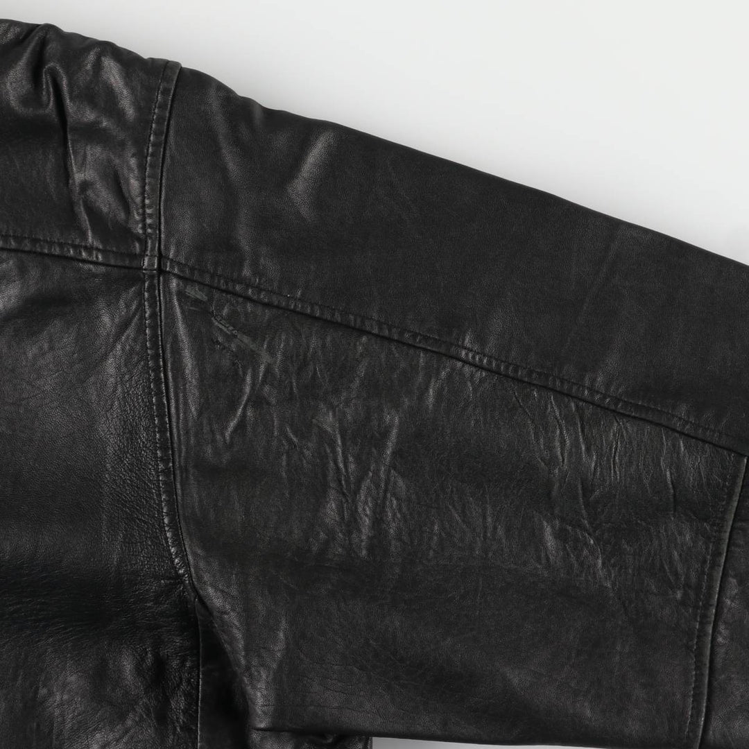 Padded swing-top leather blouson, men's size XL unclear black type Vintage Second Hand