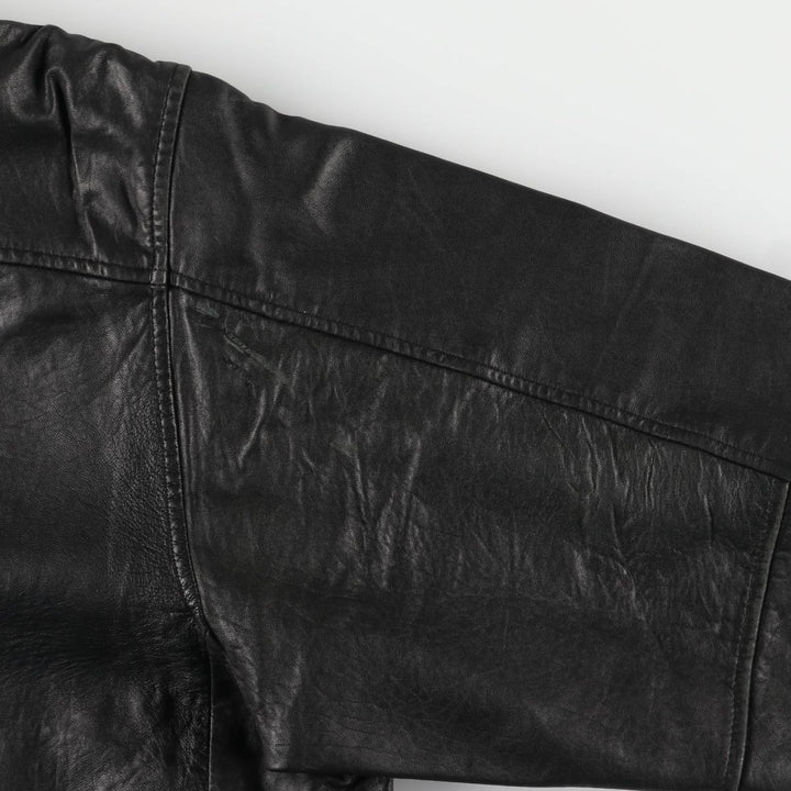 Padded swing-top leather blouson, men's size XL unclear black type Vintage Second Hand