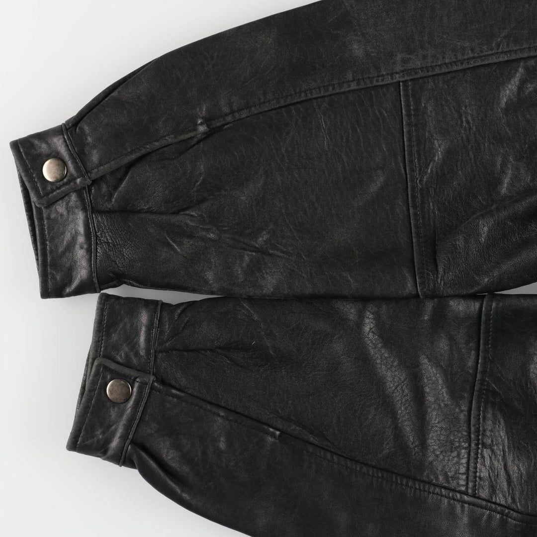 Padded swing-top leather blouson, men's size XL unclear black type Vintage Second Hand