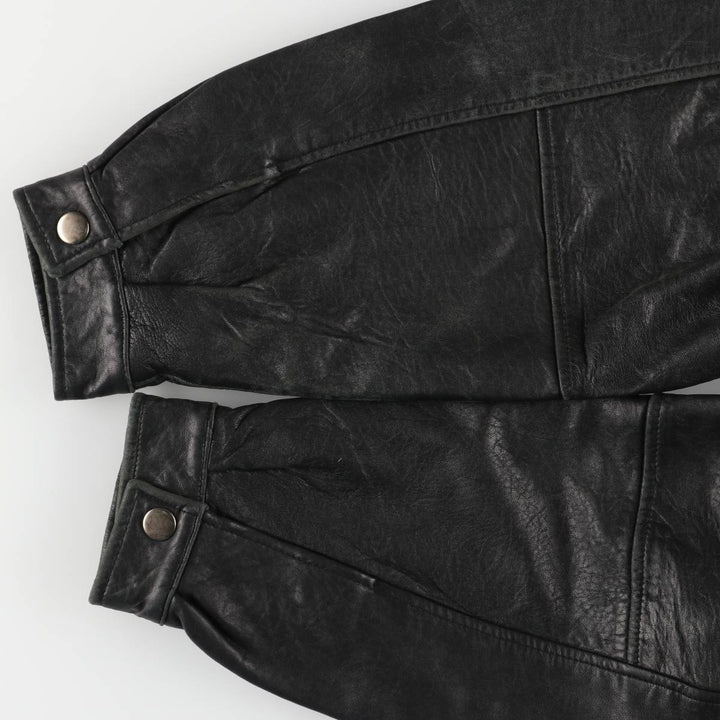 Padded swing-top leather blouson, men's size XL unclear black type Vintage Second Hand