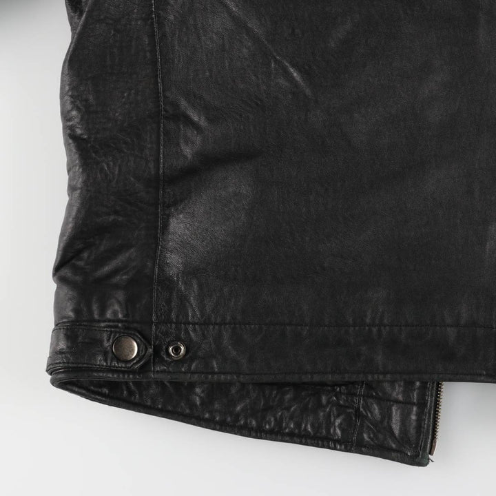 Padded swing-top leather blouson, men's size XL unclear black type Vintage Second Hand