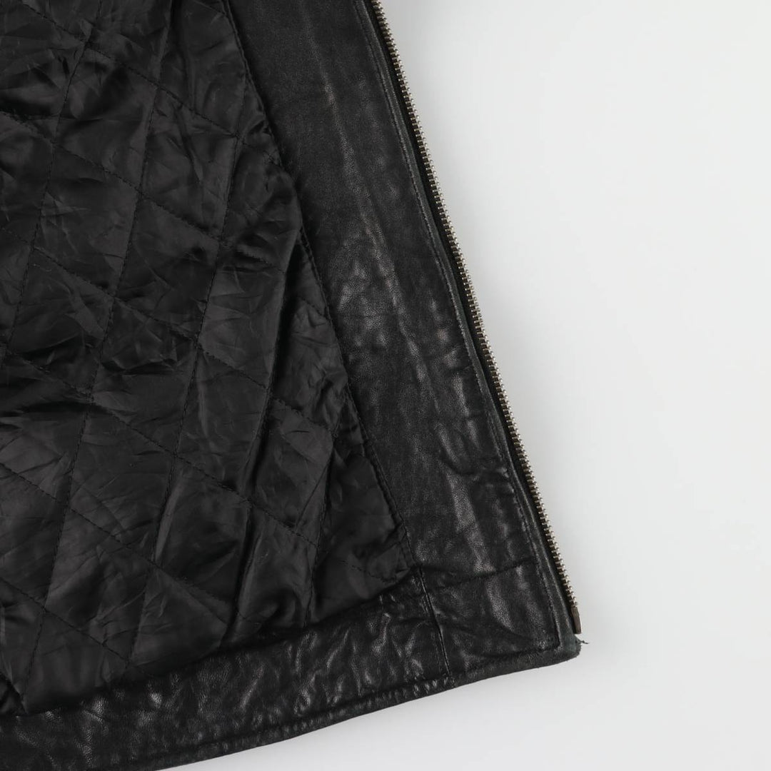 Padded swing-top leather blouson, men's size XL unclear black type Vintage Second Hand