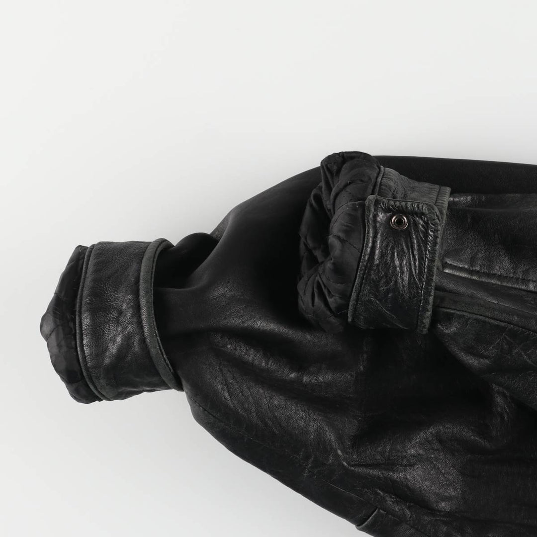 Padded swing-top leather blouson, men's size XL unclear black type Vintage Second Hand