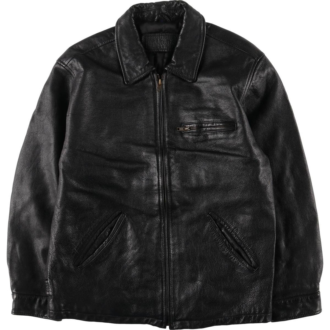 Padded swing-top leather jacket in sizes L, O, G, and G. Men's size S. genuine leather black type Vintage Second Hand