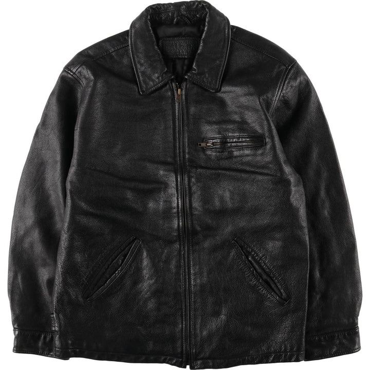 Padded swing-top leather jacket in sizes L, O, G, and G. Men's size S. genuine leather black type Vintage Second Hand