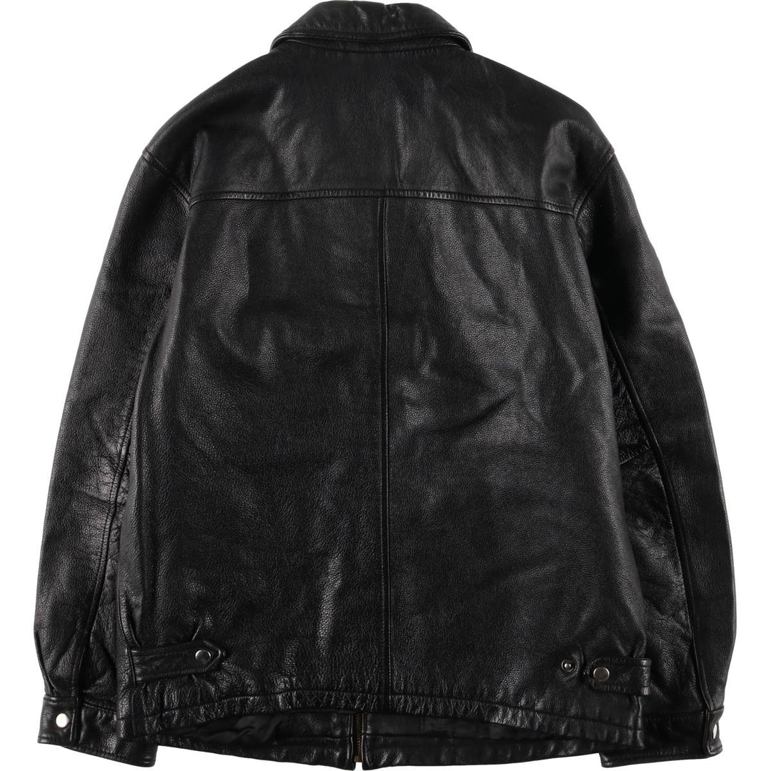 Padded swing-top leather jacket in sizes L, O, G, and G. Men's size S. genuine leather black type Vintage Second Hand