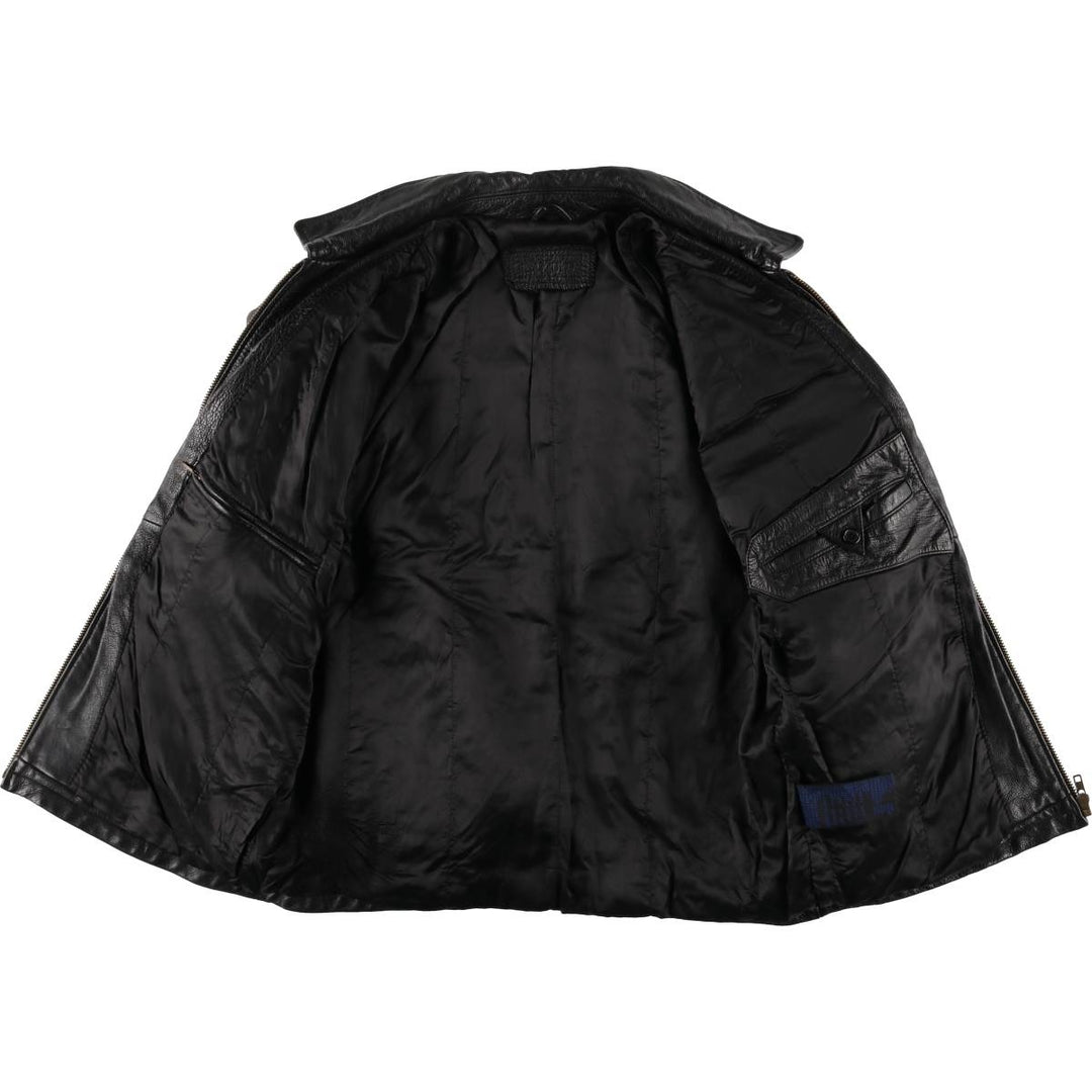 Padded swing-top leather jacket in sizes L, O, G, and G. Men's size S. genuine leather black type Vintage Second Hand