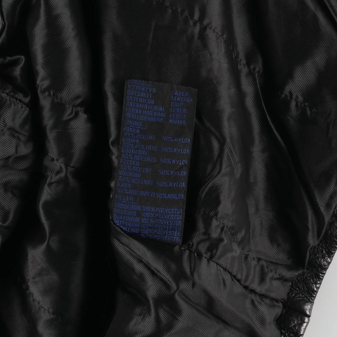 Padded swing-top leather jacket in sizes L, O, G, and G. Men's size S. genuine leather black type Vintage Second Hand