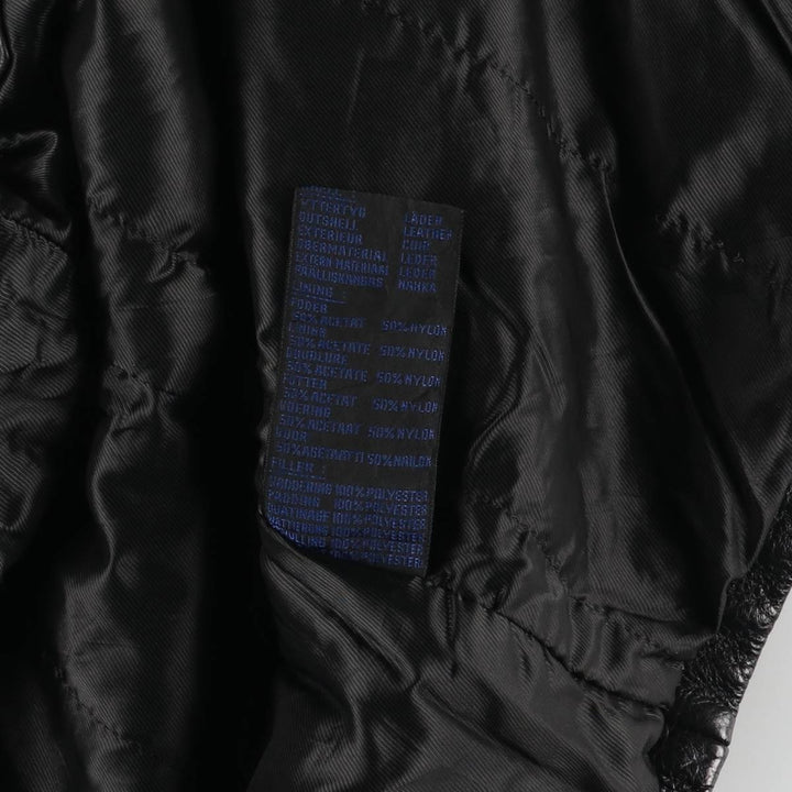 Padded swing-top leather jacket in sizes L, O, G, and G. Men's size S. genuine leather black type Vintage Second Hand