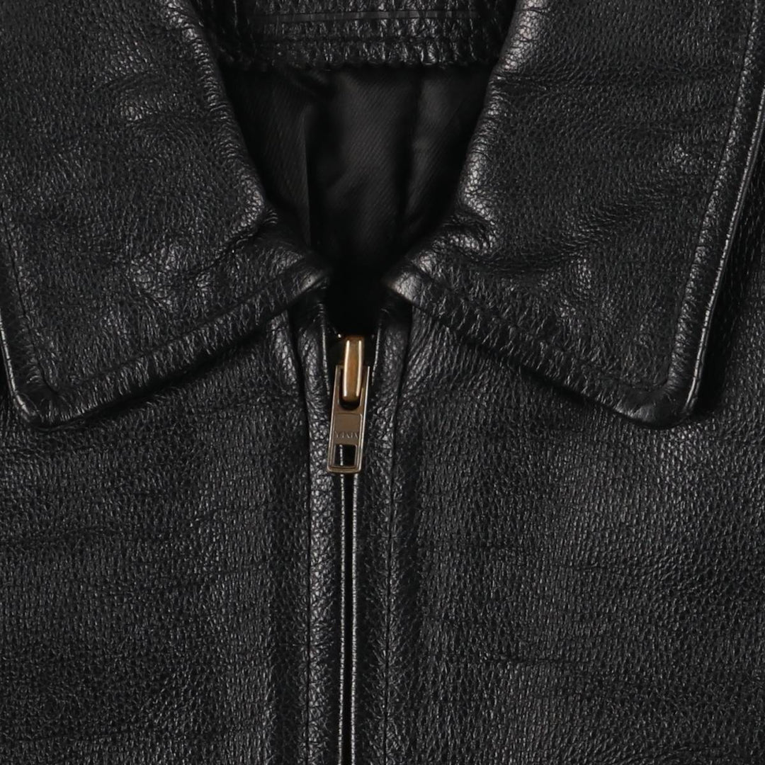 Padded swing-top leather jacket in sizes L, O, G, and G. Men's size S. genuine leather black type Vintage Second Hand