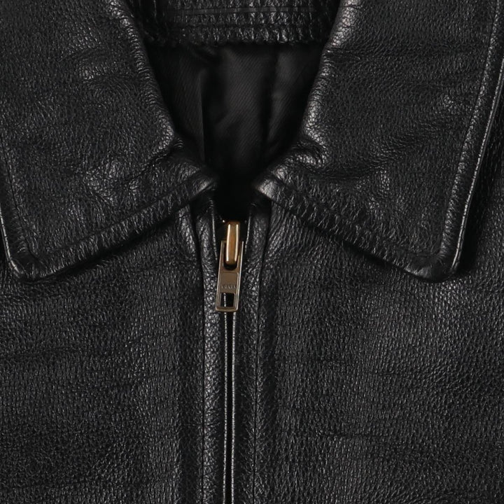 Padded swing-top leather jacket in sizes L, O, G, and G. Men's size S. genuine leather black type Vintage Second Hand