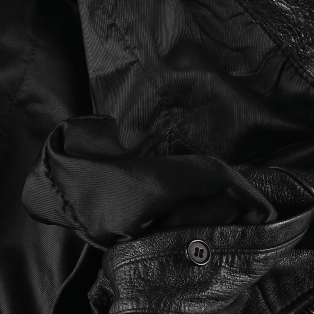 Padded swing-top leather jacket in sizes L, O, G, and G. Men's size S. genuine leather black type Vintage Second Hand