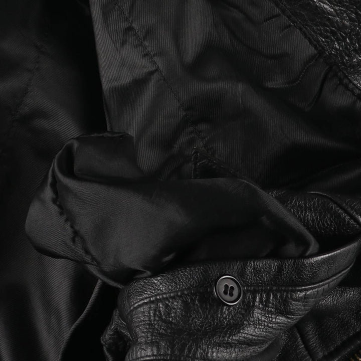Padded swing-top leather jacket in sizes L, O, G, and G. Men's size S. genuine leather black type Vintage Second Hand