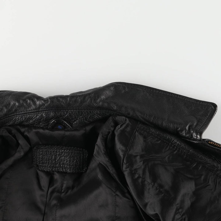 Padded swing-top leather jacket in sizes L, O, G, and G. Men's size S. genuine leather black type Vintage Second Hand