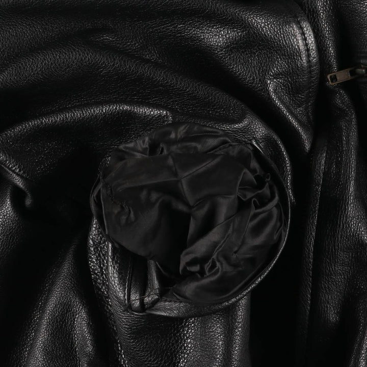 Padded swing-top leather jacket in sizes L, O, G, and G. Men's size S. genuine leather black type Vintage Second Hand
