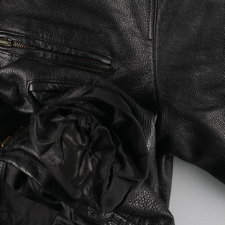 Padded swing-top leather jacket in sizes L, O, G, and G. Men's size S. genuine leather black type Vintage Second Hand