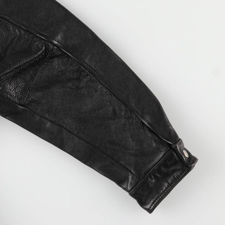 Padded swing-top leather jacket in sizes L, O, G, and G. Men's size S. genuine leather black type Vintage Second Hand