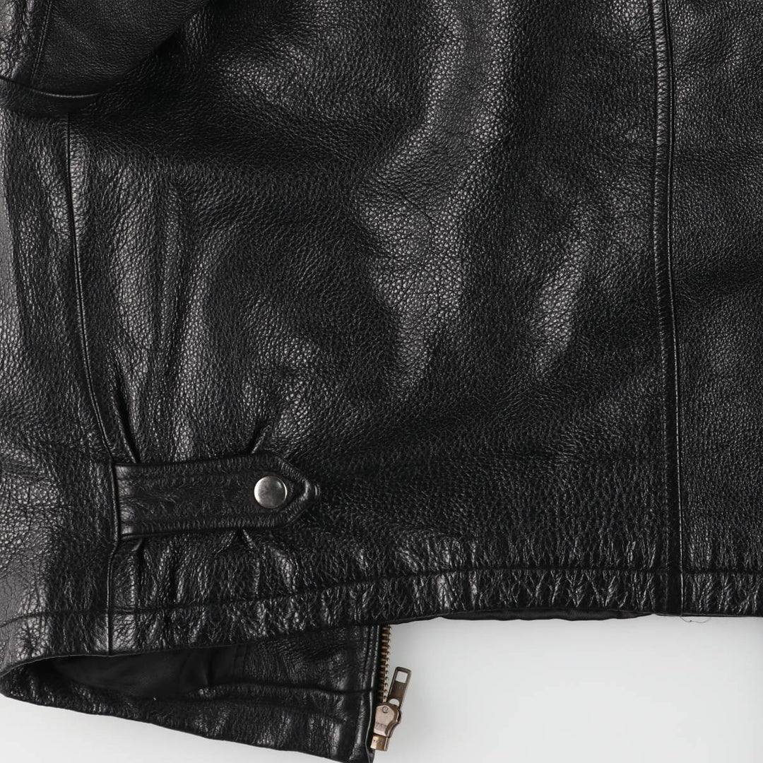 Padded swing-top leather jacket in sizes L, O, G, and G. Men's size S. genuine leather black type Vintage Second Hand