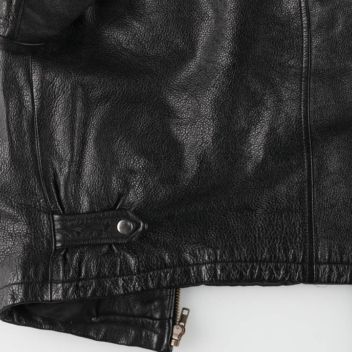 Padded swing-top leather jacket in sizes L, O, G, and G. Men's size S. genuine leather black type Vintage Second Hand