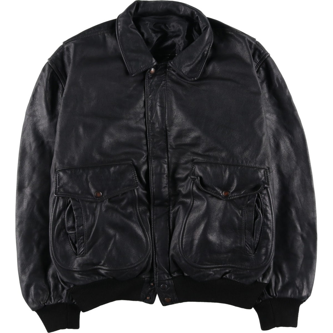 THIERRY LAURENT Leather Flight Jacket, Men's XL unclear black type Vintage Second Hand