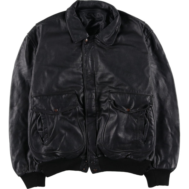 THIERRY LAURENT Leather Flight Jacket, Men's XL unclear black type Vintage Second Hand
