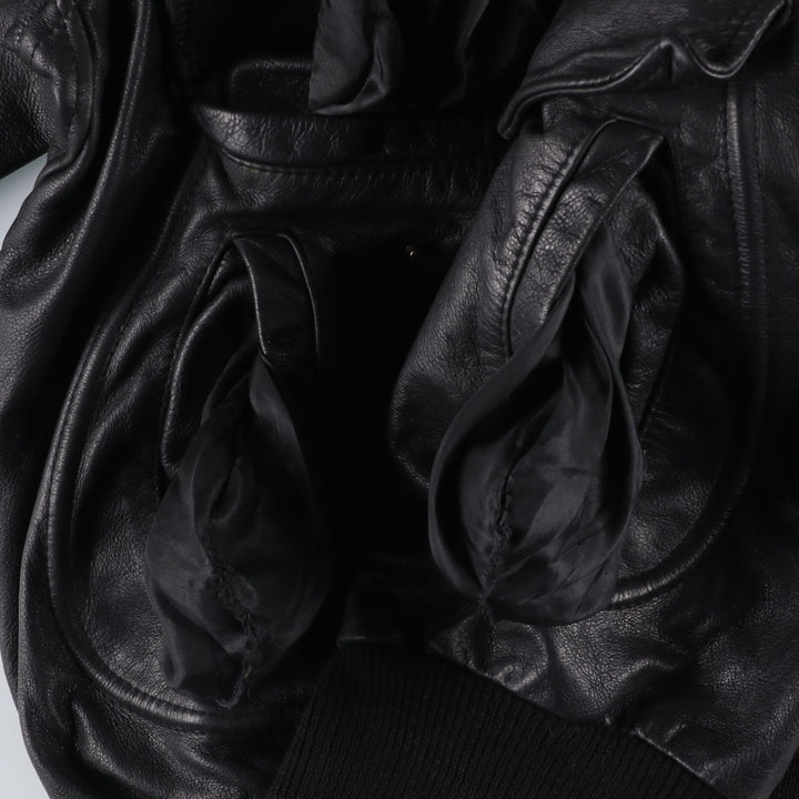 THIERRY LAURENT Leather Flight Jacket, Men's XL unclear black type Vintage Second Hand
