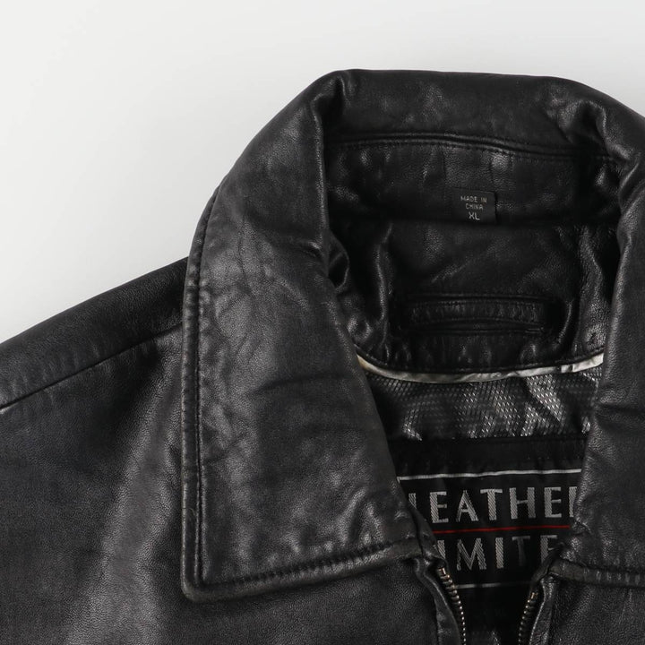 LEATHER LIMITED Padded Swing Top Leather Blouson, Men's Size XL genuine leather black type Vintage Second Hand