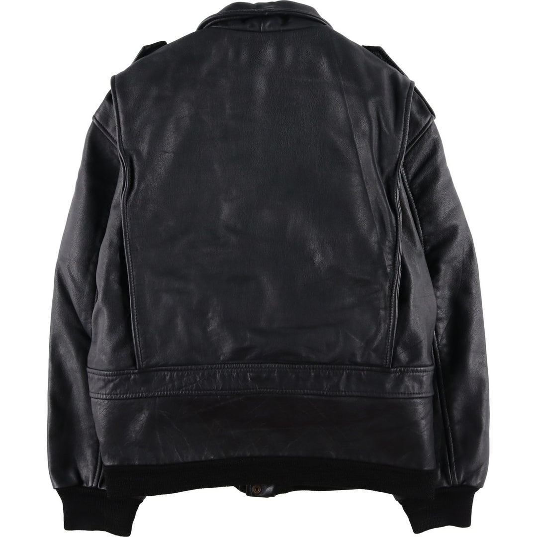 Vintage 1990'S Redskins A-2 Leather Flight Jacket, Men's Size L genuine leather black type Vintage Second Hand