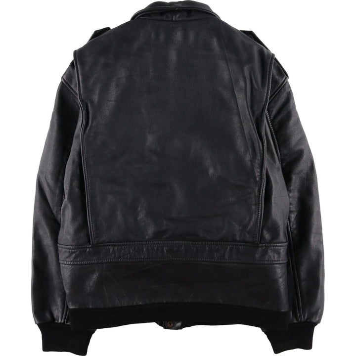 Vintage 1990'S Redskins A-2 Leather Flight Jacket, Men's Size L genuine leather black type Vintage Second Hand